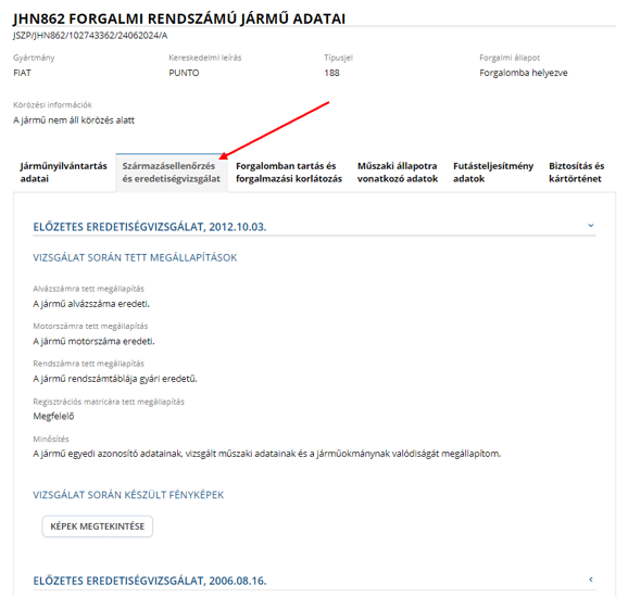 Sz&aacute;rmaz&aacute;sellenőrz&eacute;s &eacute;s eredetis&eacute;gvizsg&aacute;lat rendsz&aacute;m lek&eacute;rdez&eacute;sor